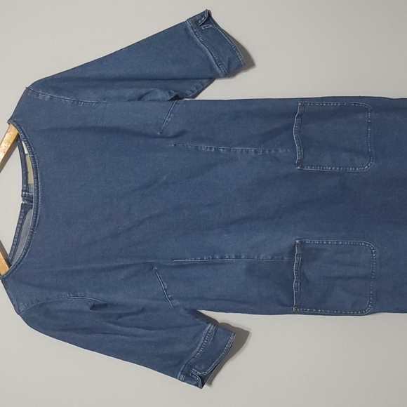 Liz Claiborne Womens Size 8 Blue Denim Dress Front Pockets Classic - Picture 3 of 11